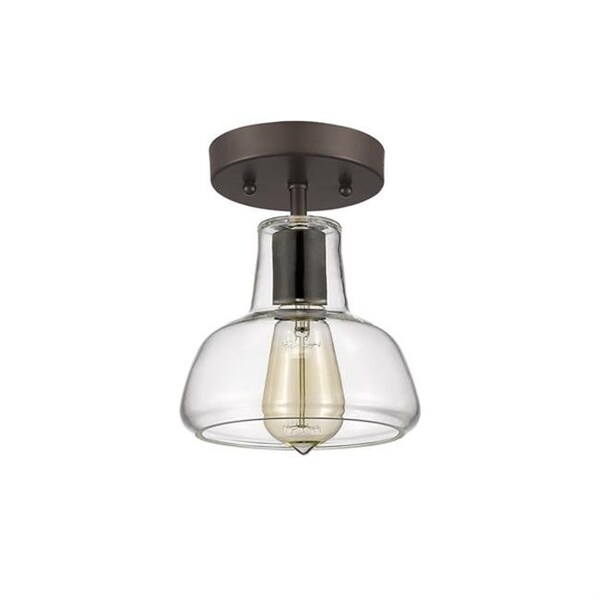 Chloe Lighting Chloe CH54011CL07-SF1 7 in. Shade Lighting Ironclad Industrial-Style 1 Light Rubbed Bronze Semi Flush Ceiling Fixture - Oil Rubbed Bronze CH54011CL07-SF1 - main